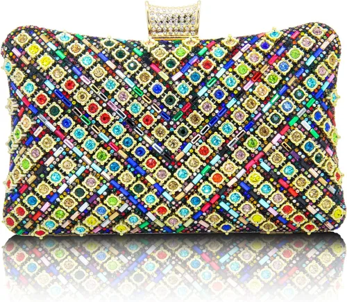 Miniatura 9 de Bolsos de mano con diamantes de imitación para mujer, bolso de noche brillante, bolso de novia de cristal para fiesta, graduación, boda