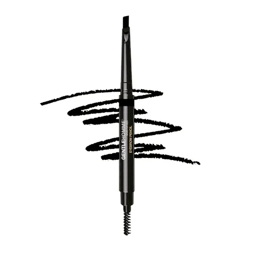 Gentlehomme - Cepillo y lápiz de cejas 2 en 1 para hombre - Forma, define y rellena - Negro ultrafino y duradero - Vegano