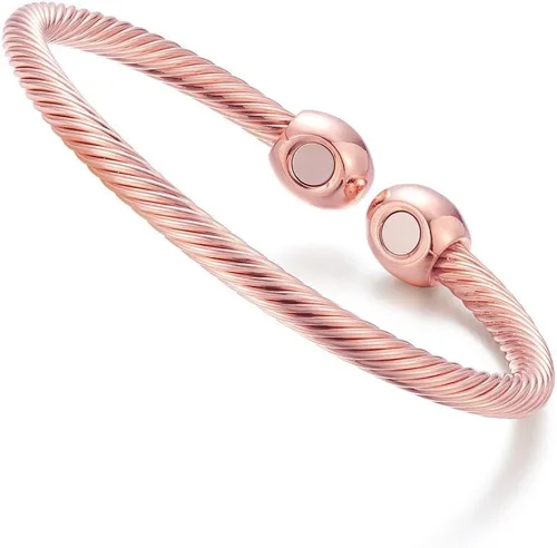 Miniatura 2 de NewZenro Elegante pulsera magnética de cobre con imanes para mujeres y hombres, regalos para el día del padre Tono oro rosa
