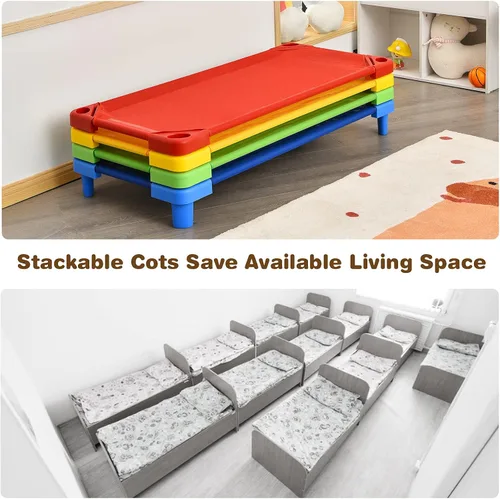 Miniatura 2 de KOTEK Catres apilables para niños, catres portátiles para niños pequeños, 52 pulgadas de largo x 23 pulgadas de ancho, listas para montar, ahorro