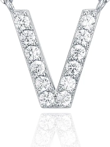 Miniatura 131 de PAVOI 14K White Gold Plated Cubic Zirconia Initial Necklace Letter Dainty Necklaces for Women