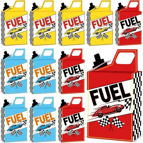 24 unidades de cajas de regalo con temática de autos de carreras de combustible, suministros para fiesta de cumpleaños de carreras, cajas de fiesta