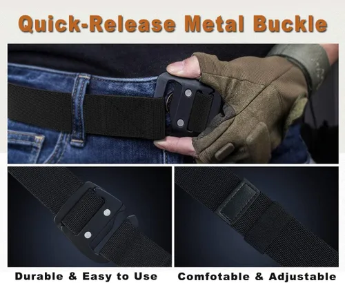 Miniatura 7 de WYuZe Mens Tactical Belt Military Elastic Stretch Duty Riggers Belt Metal Buckle