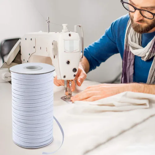 Miniatura 7 de Coopay Bandas elásticas planas de 180 yardas de largo, 1/8 pulgadas de ancho, cuerda elástica plana de punto para coser proyectos de bricolaje