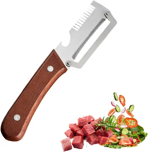 Pelador de verduras multifuncional, cortador de verduras de acero inoxidable ultra afilado 3 en 1, triturador de frutas y abridor de botellas de