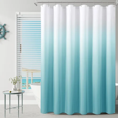 Miniatura 17 de Cortinas de ducha negras para baño, juego de cortinas de ducha de tela texturada ombre, lujo de hotel y spa con 12 ganchos, lavable a máquina