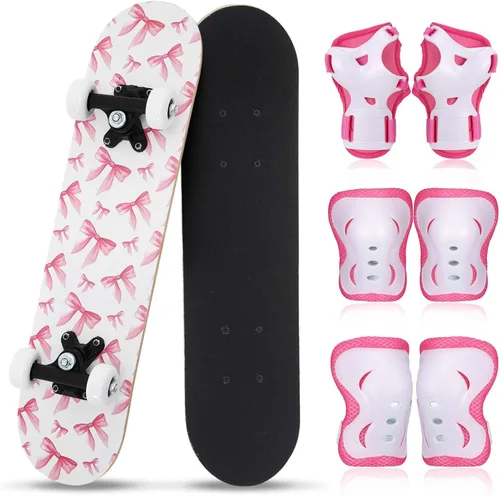 Miniatura 13 de Honoson Juego de 7 piezas de rodilleras, coderas y muñequeras para patinetas para principiantes y niños pequeños