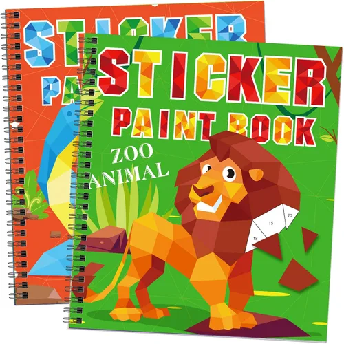 Omgouue 2 piezas de manualidades de dinosaurios y animales, actividades de avión para niños de 4 a 8 años, libros de pintura con calcomanías,