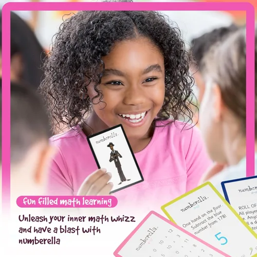 Miniatura 4 de Numberella Juego de cartas de matemáticas de lujo para niños - Nivel 1 Edades 7 a 10, grados 2 a 4 Mesas de matemáticas mentales y tiempos