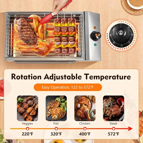 Miniatura 5 de Parrilla eléctrica para encimera de 1800 W, parrilla portátil, sin humo, cocina antiadherente, placa extraíble con control de temperatura de 110 V