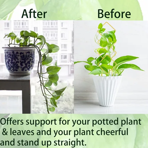 Miniatura 3 de 4 piezas de mini enrejado de metal para plantas en maceta, estaca de apoyo de escalada para plantas de interior Pothos (dorado)