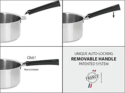 Miniatura 3 de Cristel Strate L - Sautepan de acero inoxidable con tapa de vidrio, 3.5 cuartos de galón