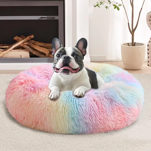 Miniatura 53 de JOLLYVOGUE Cama Calmante para Perros Pequeños - Cama para Perros Pequeños en Forma de Dona Lavable de 23 Pulgadas para Gatitos y Cachorros, Camas
