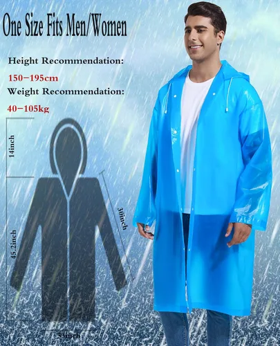 Miniatura 32 de 2 abrigos de lluvia de Borogo para adultos, chaquetas de lluvia reutilizables para hombres y mujeres