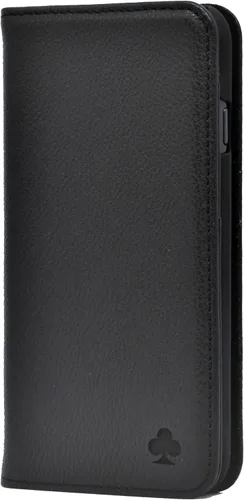 Porter Riley - Funda de cuero para iPhone XR. Funda de piel auténtica de alta calidad con ranuras para tarjetas,[soporte horizontal] [marco Negro