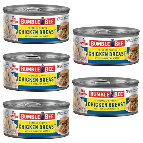 Miniatura 7 de Bumble Bee Pechuga de Pollo Premium con Carne de Costilla, Trozos en Agua, Lata de 10 oz - 19g de Proteína por Porción - Sin Gluten, Apto para Keto
