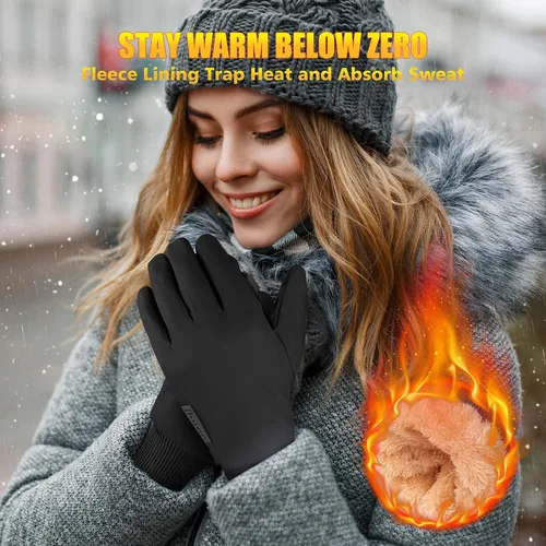 Miniatura 2 de ihuan Guantes de invierno para hombres y mujeres, guantes de clima frío para correr, ciclismo, guantes impermeables para la nieve, guantes cálidos