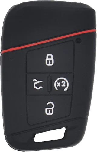 Miniatura 2 de Paquete de 2 fundas protectoras de silicona suave para llavero remoto para VW Volkswagen Tiguan Atlas Jetta Passat Golf Alltrack KR5FS14-US Negro