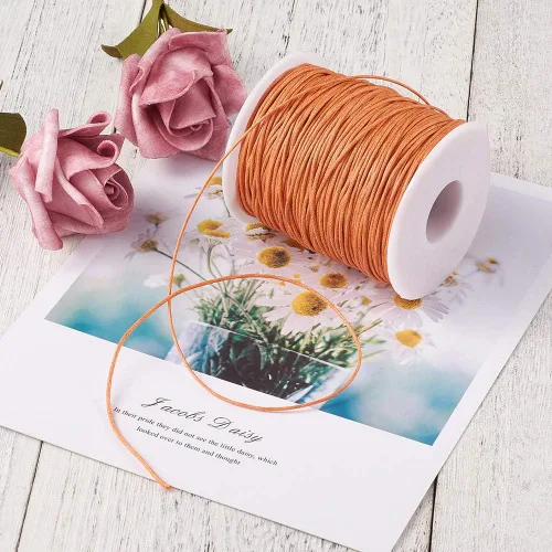 Miniatura 4 de Cordón de algodón encerado de 100 yardas, hilo de algodón trenzado naranja oscuro, cuerda de cuentas trenzada, cuerda para collar, pulsera, collar