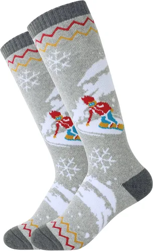 Century Star Calcetines de esquí para niños, calcetines de invierno cálidos hasta la rodilla para niños y niñas, calcetines de lana suave, esquí,