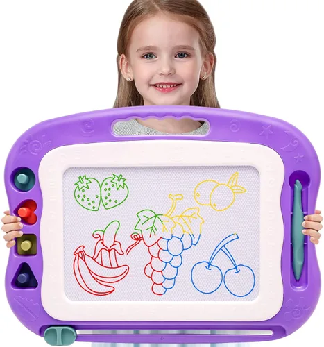Miniatura 10 de Tablero magnético de juguetes para niños pequeños, tablero de dibujo magnético para niños pequeños, grabado de tamaño de viaje, escritura, pintura