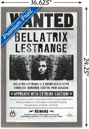 Miniatura 3 de Trends International El mundo mágico: Harry Potter - Póster de Bellatrix Wanted, 14.725" x 22.375", versión con marco de madera tipo granero
