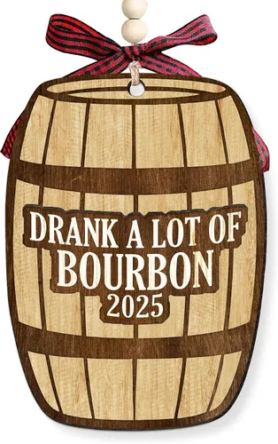 Adorno de bourbon – Regalos de bourbon para hombres, mujeres, amantes del vino – Adornos de vino para árbol de Navidad – Adorno de Navidad de madera