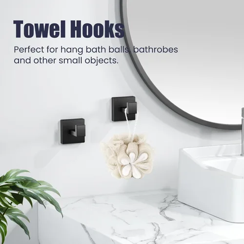 Miniatura 6 de Juego de accesorios de hardware para baño: juego de barra de toallas de baño de 5 piezas, toalleros para baño montados en la pared, SUS304 de acero