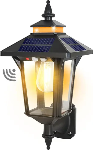 Linterna de Pared Solar con 3 Modos, Luz de Pared Solar con Sensor de Movimiento Impermeable, Luces LED de Porche Delantero del Anochecer al