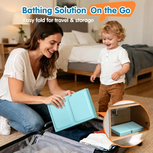 Miniatura 4 de Bañera para bebé con borde superior inflable, bañera infantil extra estable, plegable y portátil para la hora del baño del bebé, diseño sin