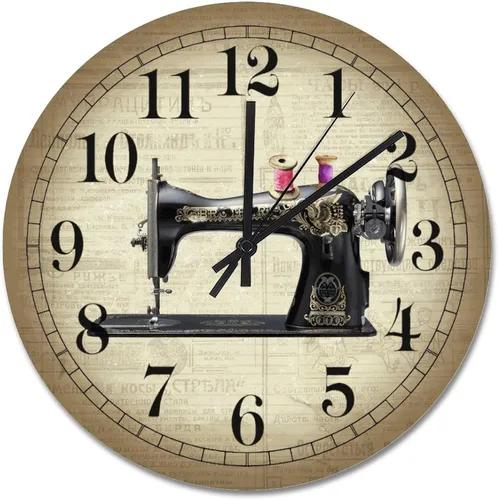 Miniatura 20 de Reloj de pared para tejer uno a la vez, divertido reloj de madera moderno 10 silencioso, sin tictac, de cuarzo, funciona con pilas, para sala