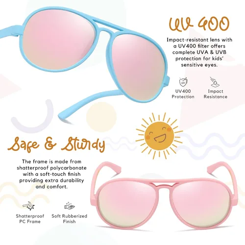 Miniatura 3 de LEICO FASHION Gafas de sol polarizadas de aviador para niños y niñas de 0 a 4 años