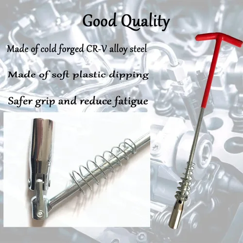 Miniatura 4 de Llave de tubo de bujía de 5/8 pulgadas/16MM, herramienta de bujía de motor flexible en forma de T, herramienta universal de extracción de bujías