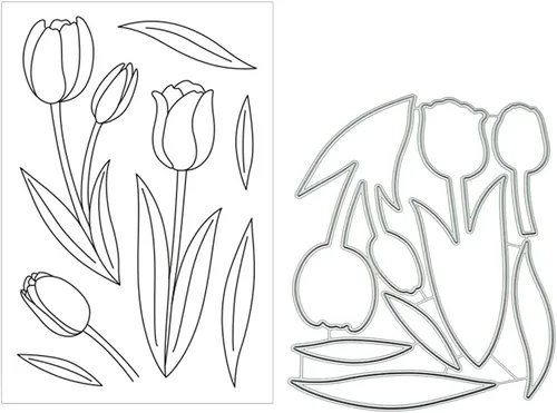 Miniatura 9 de Tulip - Juego de sellos y troqueles transparentes de silicona para hacer tarjetas, álbum de fotos en relieve para manualidades, decoración