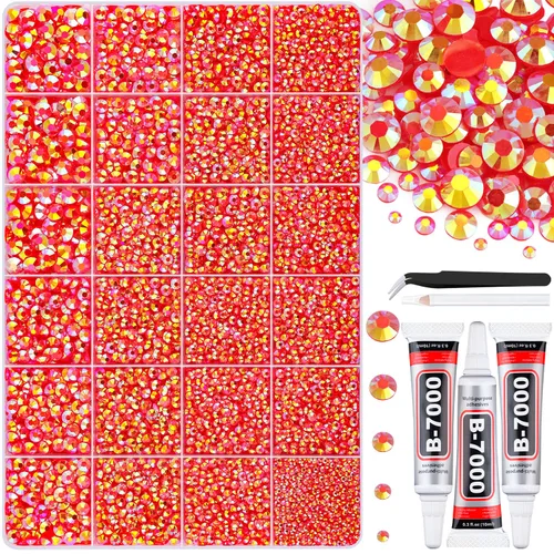 Miniatura 62 de 7000 diamantes de imitación de resina con pinzas para manualidades, diamantes de imitación de gelatina con parte trasera plana de 2/3/4/5/6mm, 4