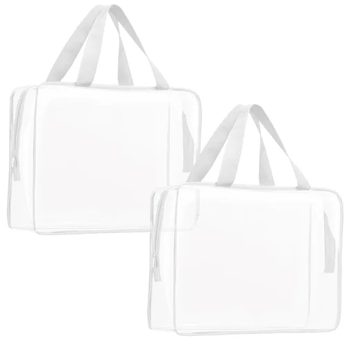 Miniatura 37 de Kit de 3 piezas de bolsas de artículos de aseo de viaje de PVC cristalino para mujeres y hombres, organizador de embalaje de vinilo impermeable