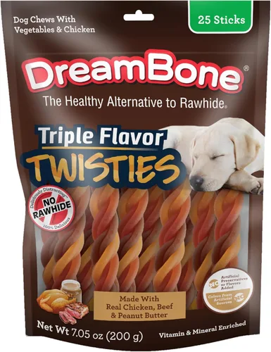 Miniatura 12 de DreamBone Golosinas Swirlz de triple sabor sin pollo añadido para perros, masticables diarios sin piel cruda, digieren de forma segura y completa