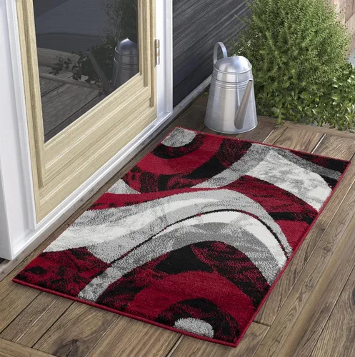 Miniatura 32 de Yafa Home Fashion Alfombra moderna y contemporánea con diseño de remolinos, lujosa, elegante y moderna (negro/gris, 2 pies x 3 pies)