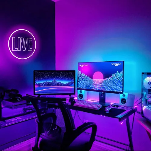 Miniatura 5 de NOXTROND Letrero de Luces de Neón En Vivo, Letrero de Neón LED En Vivo con Alimentación USB para Pared, Decoración de Pared En Vivo Regulable