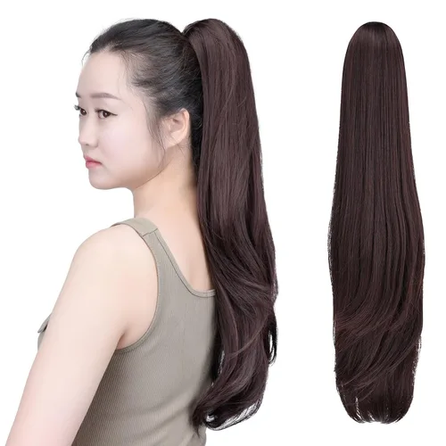 Miniatura 70 de SYXLCYGG Auburn Clip Cola de caballo Clip Cola de caballo Extensión de cola de caballo ondulado 10 pulgadas 3.5 oz pelo sintético falso pieza
