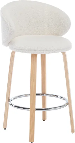 Miniatura 11 de DUOMAY Paquete de 2 taburetes de bar de 26 pulgadas de altura de mostrador, sillas de isla de cocina con respaldo de barril de sherpa blanco