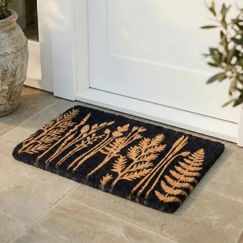Miniatura 30 de Fab Habitat Felpudo extra grueso, tejido a mano, duradero, fibra de coco natural, entrada, puerta delantera, porche, patio, pájaros en rama, gris