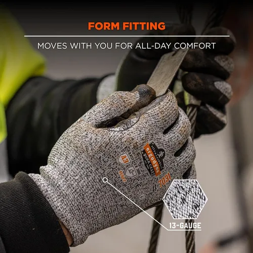 Miniatura 5 de Guantes de trabajo recubiertos de nitrilo, resistentes al corte nivel A3, agarre para ambientes húmedos o secos, Ergodyne ProFlex