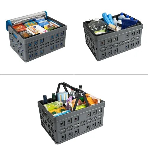 Miniatura 5 de Sunware - Caja plegable cuadrada con asa (32 litros), color negro antracita