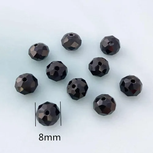 Miniatura 2 de Jmassyang Briolette Rondelle - Cuentas de cristal facetadas de 0.315 in para hacer joyas, pulseras, collares, aretes (negro, 250 unidades)