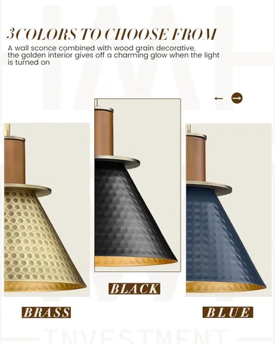 Miniatura 6 de HWH - Juego de 2 apliques de pared modernos, iluminación industrial de pared de granero de latón para dormitorio, cocina, pantalla de metal Negro