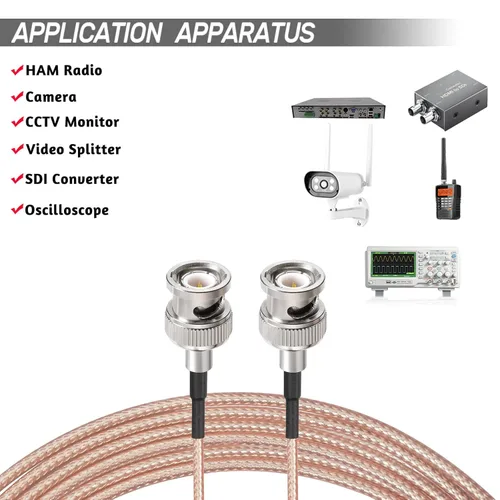 Miniatura 4 de Yuslao Puente BNC de 50 ohmios 10 pies de baja pérdida BNC macho a macho RG316 Extensión puente coaxial para analizador de antena Cámara CCTV