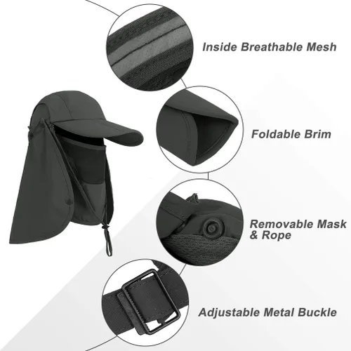 Miniatura 2 de Gorra plegable para el sol, sombreros de pesca, protección UPF 50+ con solapa para el cuello