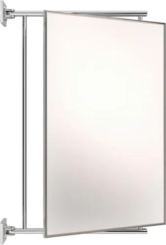 Miniatura 9 de BRIXWELL Pivot-N-Vue - Espejo rectangular con doble bisagra, acero tubular con juntas soldadas plateadas, acabado negro mate, 14 pulgadas de ancho x