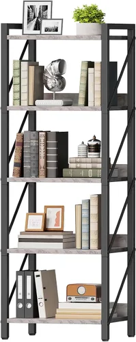 Miniatura 12 de HOOBRO Estantería, Librero Industrial de 3 Niveles, Estante de Libros Organizador de Almacenamiento, Estantería Pequeña con Marco de Metal para Sala